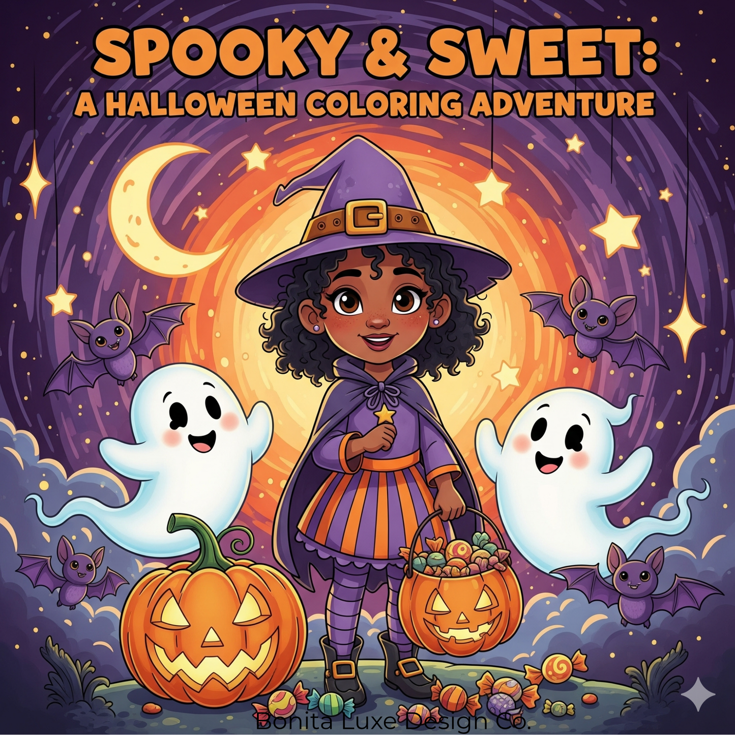 Spooky & Sweet: A Halloween Coloring Adventure – Digital Kids Coloring Book + Activities (Instant Download)