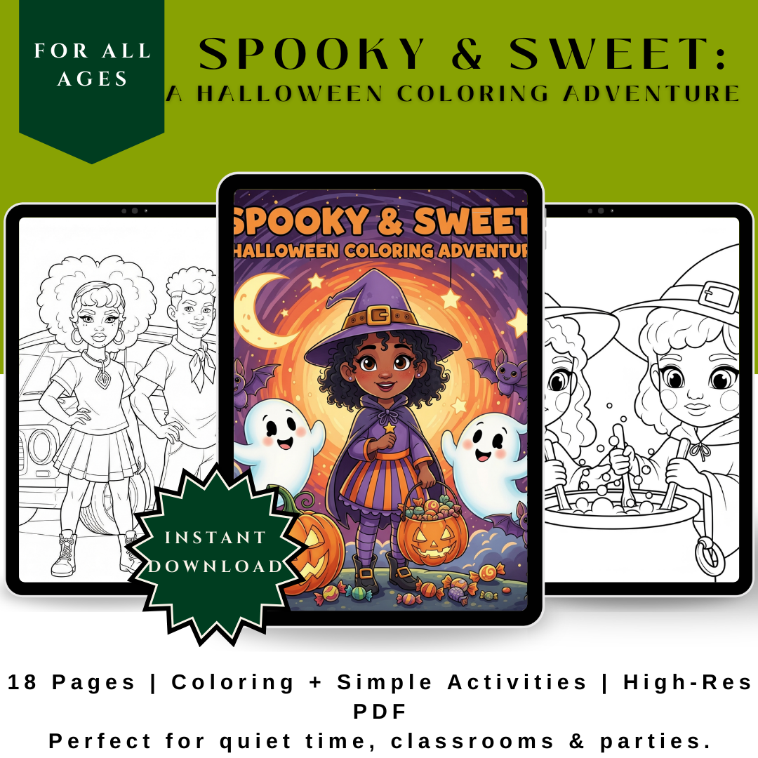 SPOOKY & SWEET — Kids Halloween Coloring & Activity Book (18 Pages)