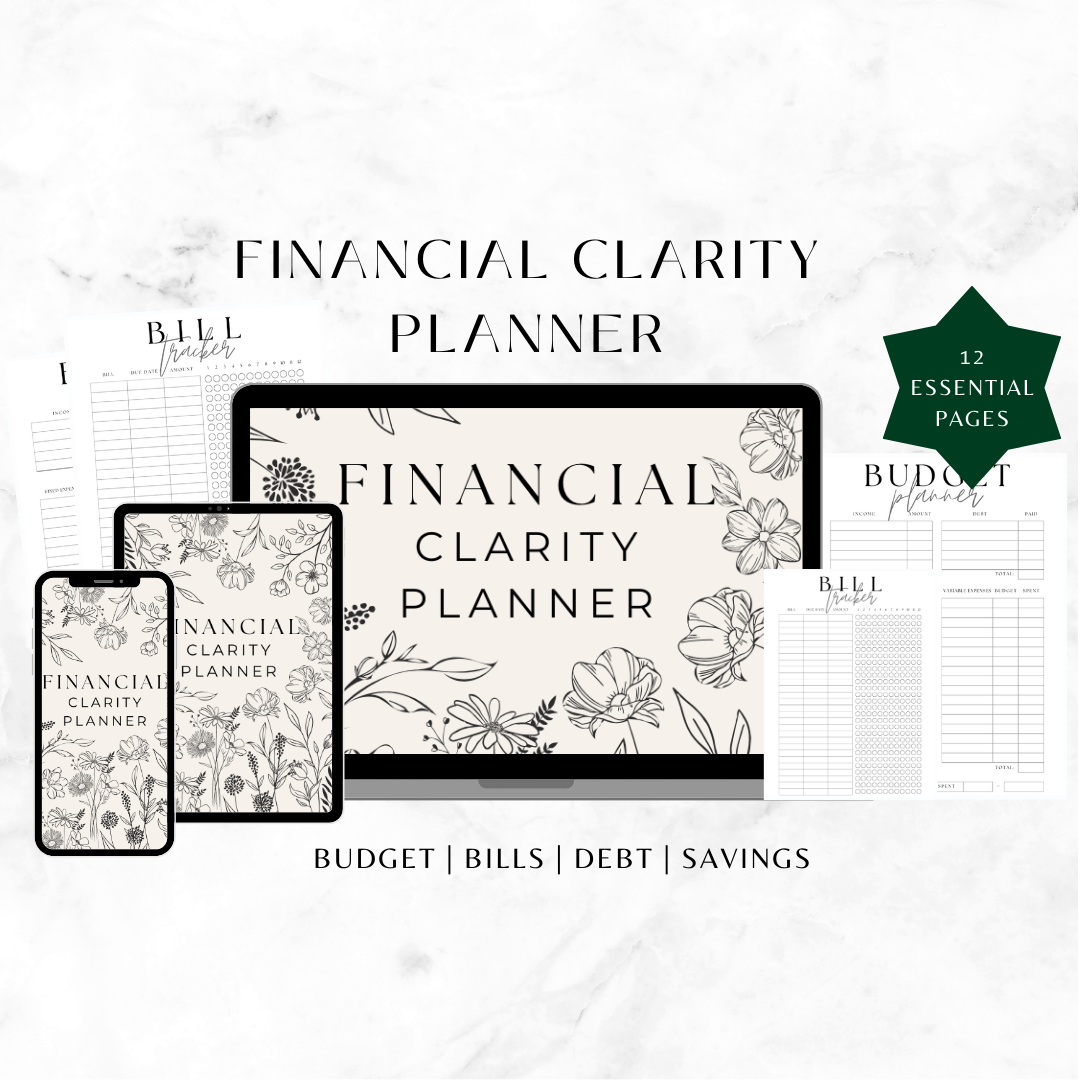 Financial Clarity Planner | Budget, Bills, Debt & Savings Tracker Printable