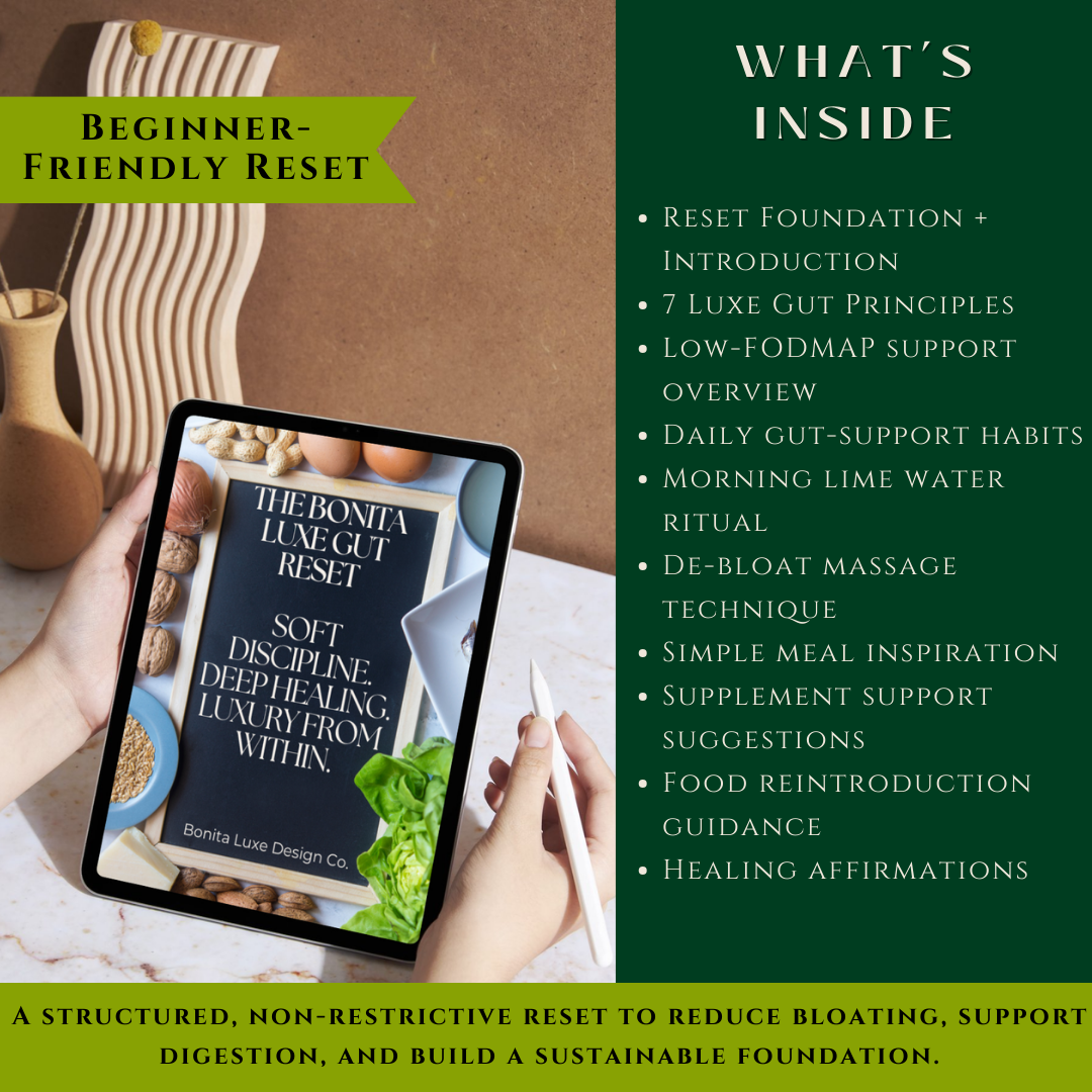 The Bonita Luxe Gut Reset™ – Quick Start Guide for Bloating, Gut Health & Sustainable Weight Loss