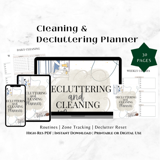 Cleaning & Decluttering Planner — Daily, Weekly & Zone Tracking (30 Pages)