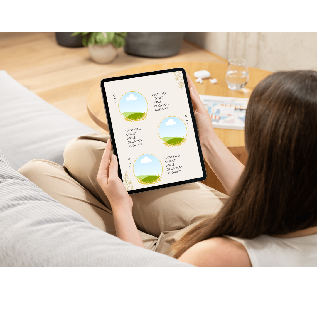Hairstyle Planner Calendar — 12 & 24 Month Digital Hair Organizer