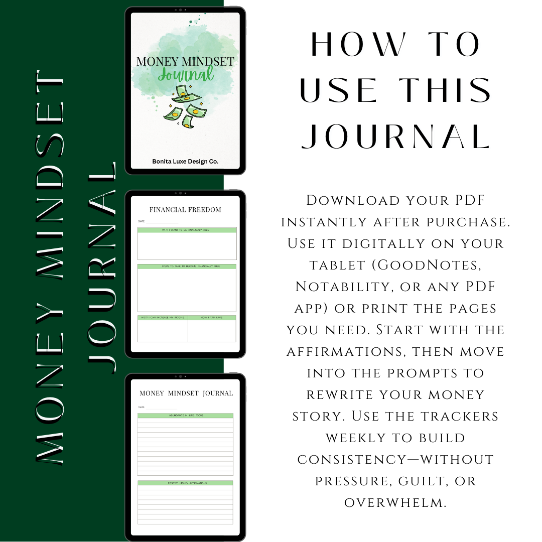 Money Mindset Journal — Affirmations, Prompts & Financial Tracking (50 Pages)